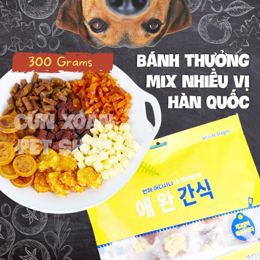 Bánh thưởng Hàn Quốc 🧀 mix nhiều loại 🧀 cho chó mèo (túi 300g)