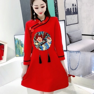 Đầm Sườn Xám Cách Tân Thời Trang Retro Mới 2020 Cho Nữ