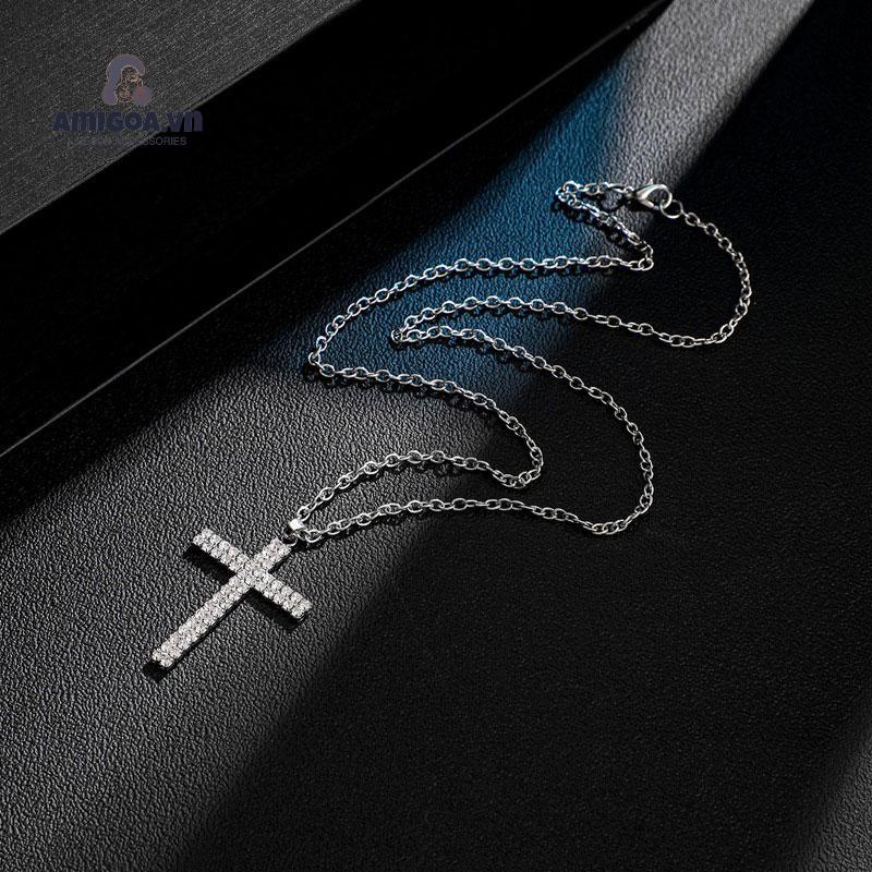 ✨✨Vòng Cổ Chữ Thập Kim Cương Sang Trọng Phong Cách Thời Trang Cho Nam và Nữ