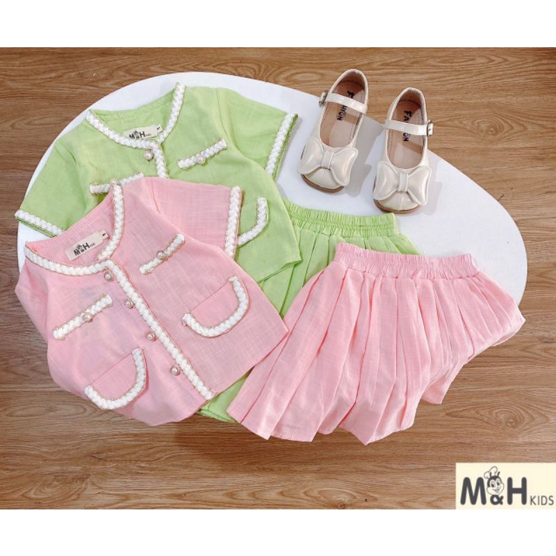 SÉT VEST VÁY NGẮN MẶC HÈ CHO BÉ GÁI SIÊU XINH