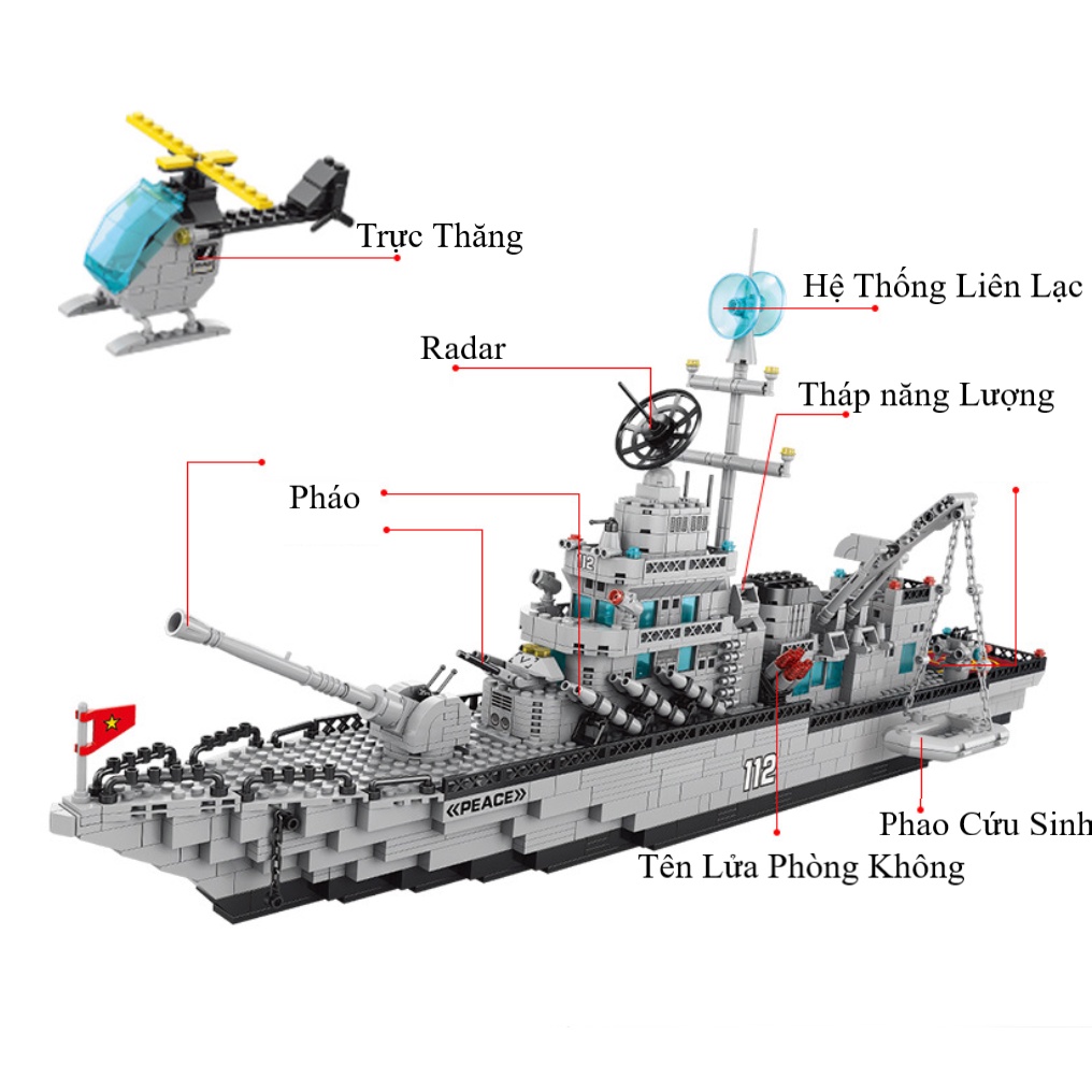 [1560 CHI TIẾT-Hộp Carton] BỘ ĐỒ CHƠI XẾP HÌNH Mô Hình TÀU CHIẾN HẠM, CHIẾN THUYỀN PHÁT TRIỂN TƯ DUY CHO TRẺ