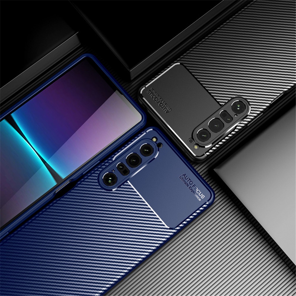 For Sony Xperia 1 IV Case Carbon Fiber Protect Coque For Xperia 1 IV   Xperia 1 II sony-Xperia 8/20 sony-Xperia 5 Camera Shockproof Bumper Phone Cover Funda