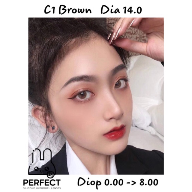 [Giá 1 Đôi] 14.0 (0.00 ->8.00) Lens C1 Brown - Kính Áp Tròng