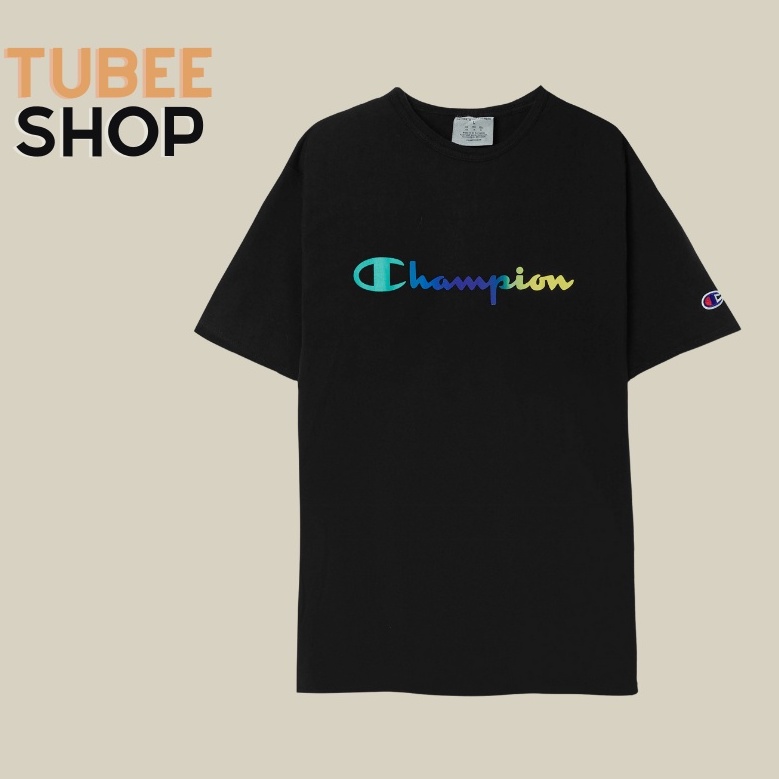 Áo thun logo tay thêu chữ in CHAMPON chuyển màu, áo thun nam nữ Tubee shop