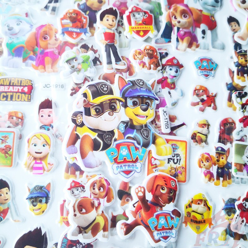 ▶ Hình Dán Đồ Chơi PAW Patrol Q-2 DIY ◀ 1 Tờ / 5 Tấm Sticker 3D Hình Nhân Vật Hoạt Hình Ngộ Nghĩnh