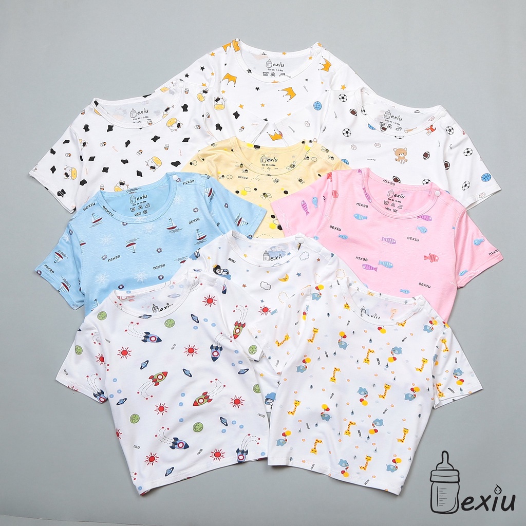 [Bé 5-19kg] Bộ ngắn tay thun lạnh Bé xíu Bexiu Bx Cao cấp cho bé trai bé gái chất siêu mềm mịn mát [ HÀNG CAO CẤP]