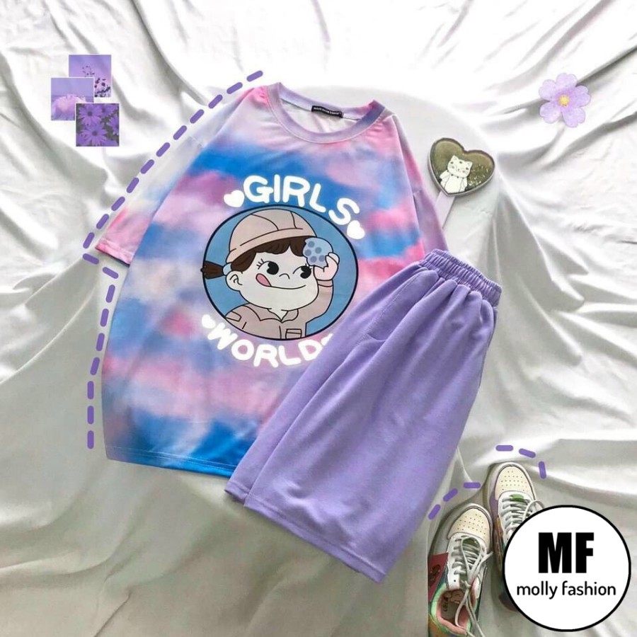 Set đồ bộ hoạt hình ❤️ Bộ mặc nhà Cartoon GIRL LOANG form rộng Freesize Molly Fashion