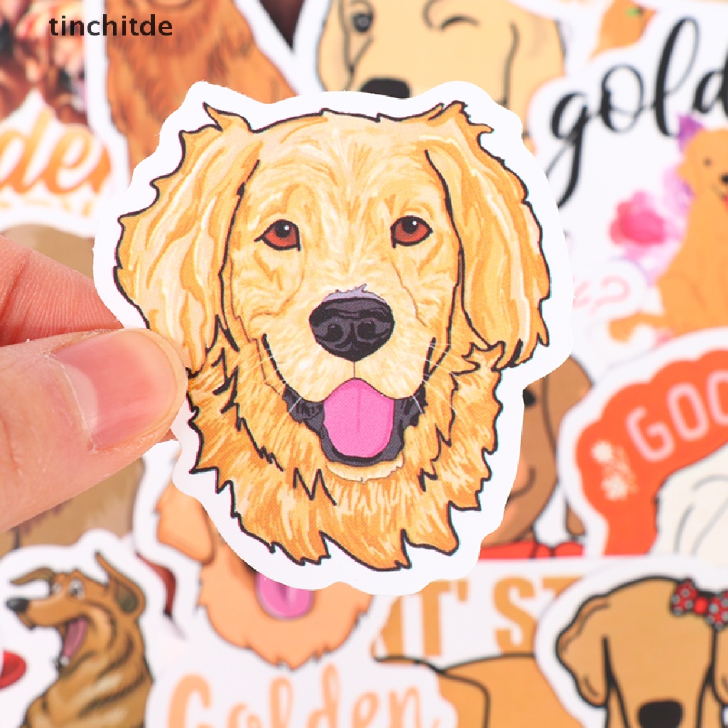 Set 50 Miếng Dán Hình Chú Chó Màu Vàng Dễ Thương Dùng Trang Trí Vali / Laptop DIY