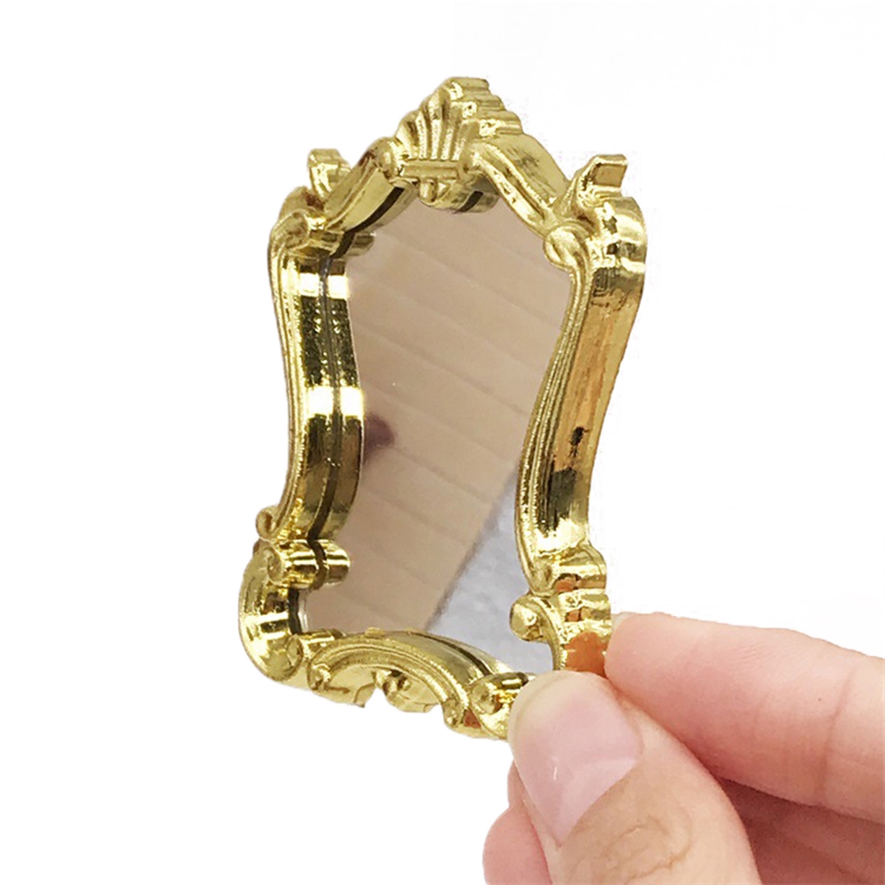 L1 European Style Toy Round Square Vintage Bathroom Furniture Dollhouse Ornament Miniature Retro Mirror