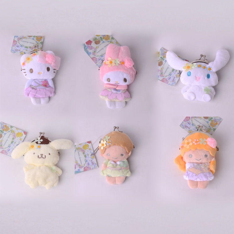 SANRIO Ví Đựng Tiền Xu Hình Thỏ Melody Hello Kitty Cinnamoroll Kuromi Melody Nhồi Bông Đáng Yêu Cho Bé Gái