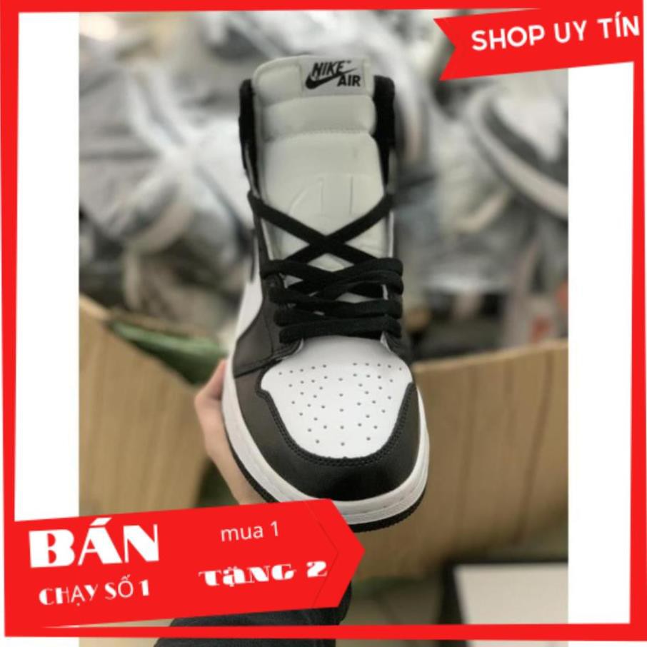 22(FREESHIP + ẢNH THẬT 1.1) Giày Jordan 1 Cao Cổ Panda Đen trắng