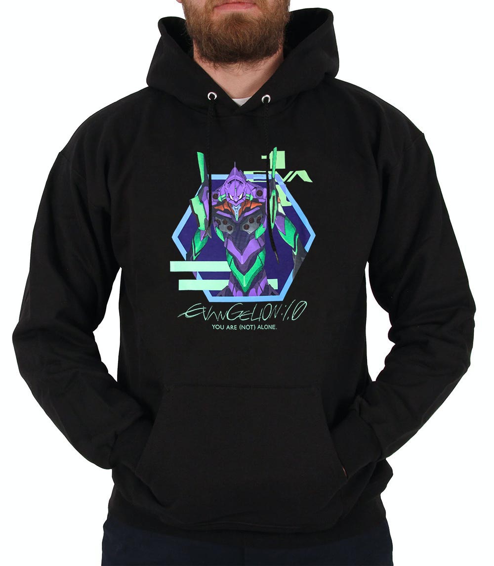 Áo Hoodie oversize họa tiết Evangelion 1 0 You Are Not Alone màu tím
