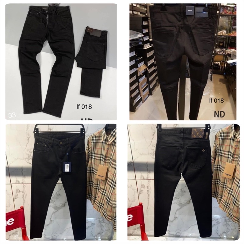 Quần bò dsq dáng dài ống côn cho nam - quần Jean Lv đen trơn cho nam