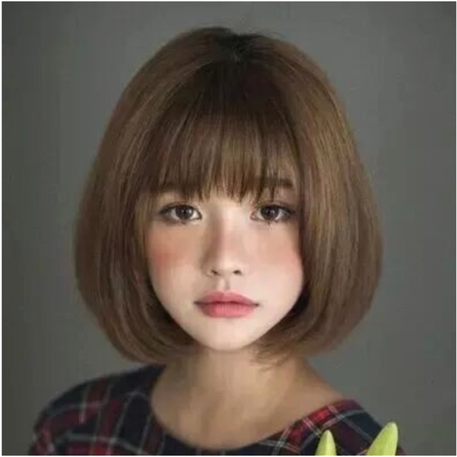 TẶNG LƯỚI TRÙMTóc giả nữ ngắn cụp Hàn Quốc cao cấp có da đầu - TG20
