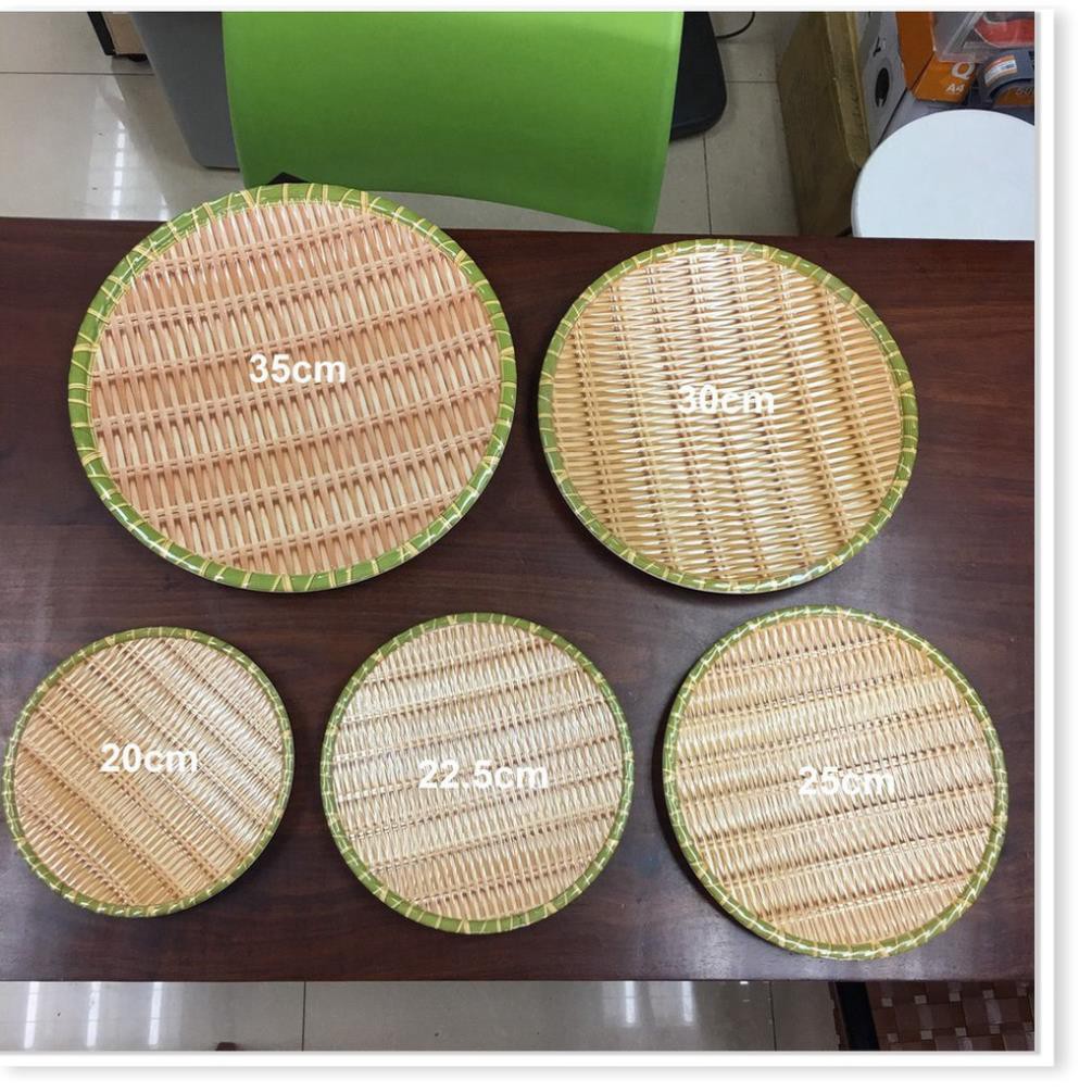 Đĩa giả mây💖FREESHIP💖Mẹt phíp giả mây tre đan nhựa giả mây tròn cao cấp đủ size có chân đế để hoa quả bún