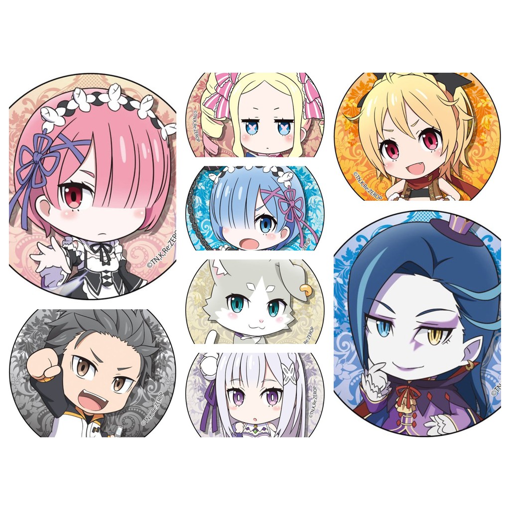 ( 1 chiếc ) Huy hiệu cài áo in hình nhân vật RE : ZERO phụ kiện anime chibi xinh xắn
