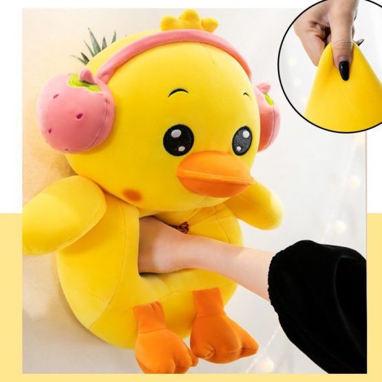 Gấu Bông Vịt Vàng Đeo Tai Nghe , Gối Ôm Đồ Chơi Vịt Ngộ Nghĩnh Đáng Yêu Siêu Hot Đủ Size 35Cm-50Cm-60Cm