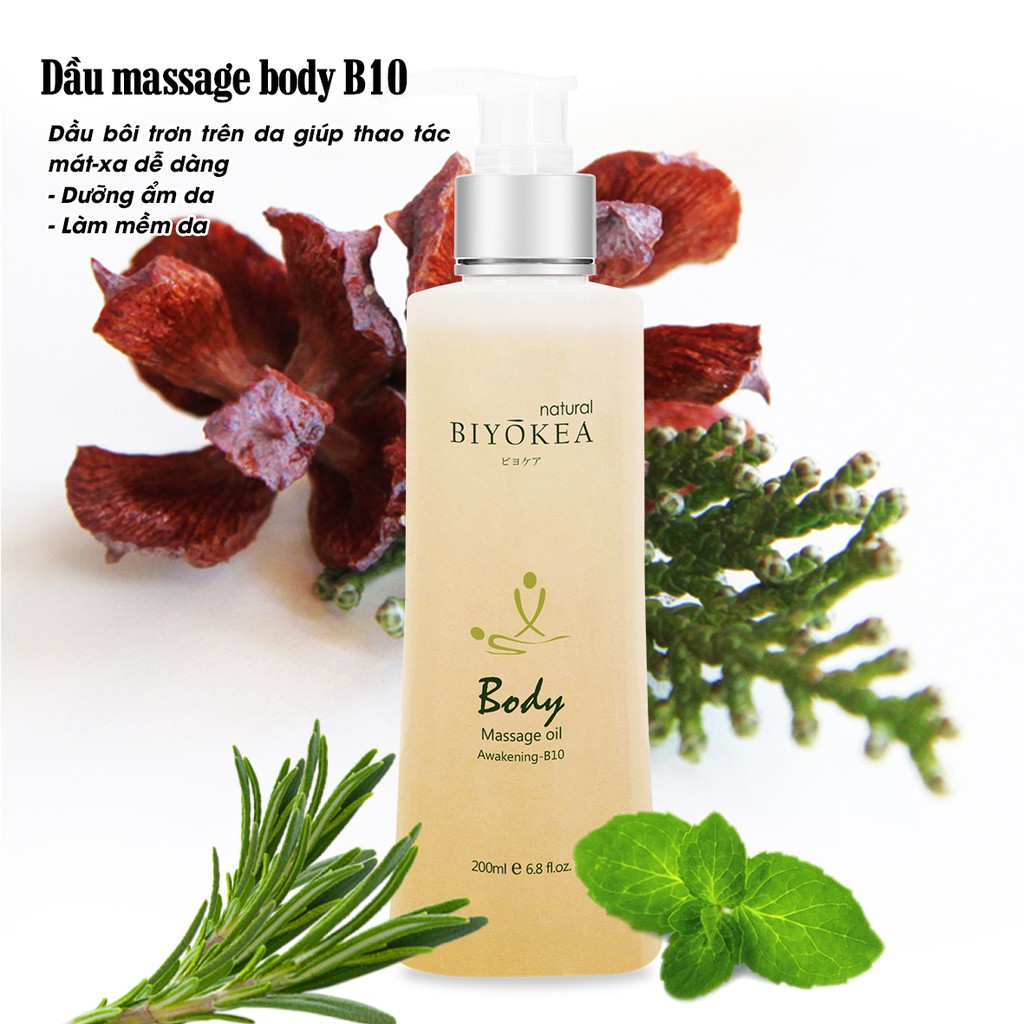 Dầu Massage Body Biyokea Awakening B10 Giúp Thoải Mái, Giảm Stress, Dưỡng Ẩm Da Được Dùng Trong Spa
