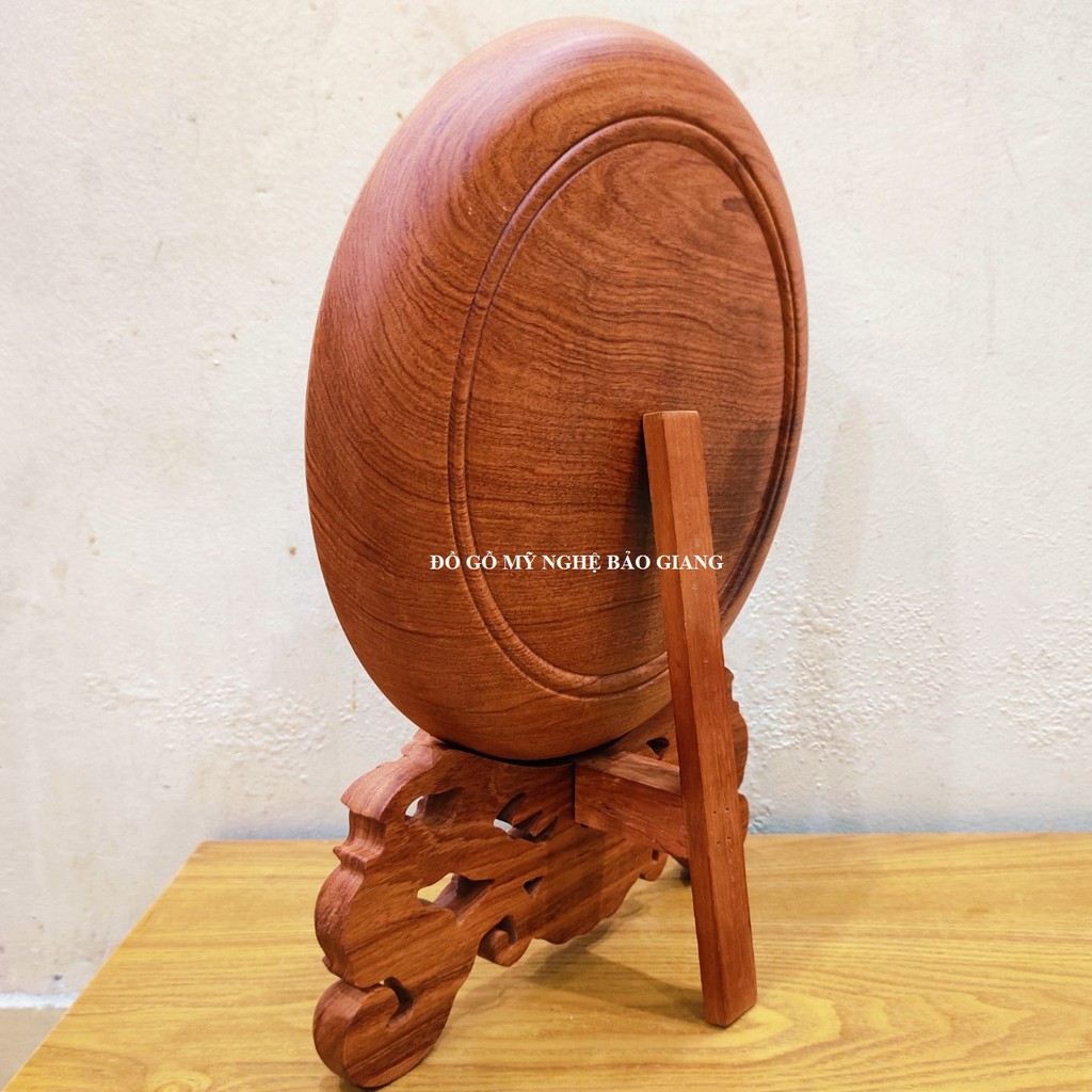Đĩa trang trí phong thủy khắc chữ CHA MẸ gỗ hương