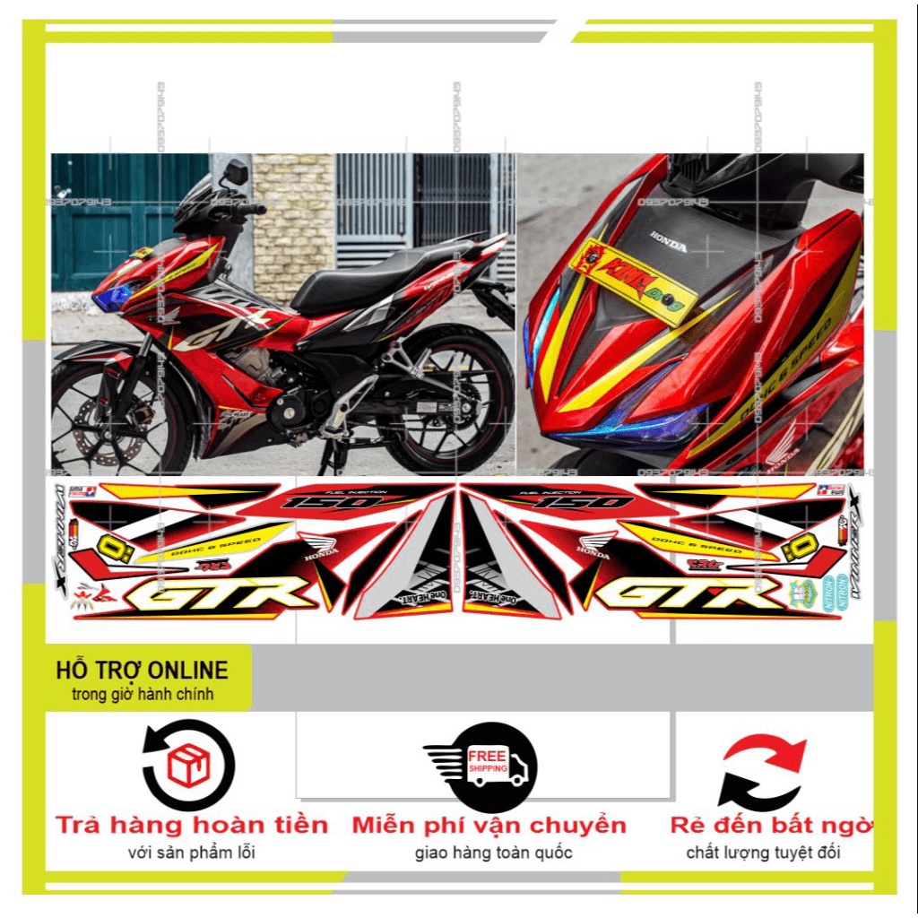 TEM XE WINNER X GTR DECAL 46 ĐỎ ĐEN -- SHIN DECAL 2