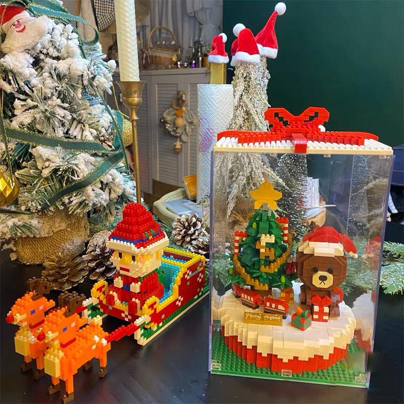 Đồ chơi xếp hình GATO GẤU NÂU| Đồ chơi lắp ráp nanoblock| Bộ gấu noel