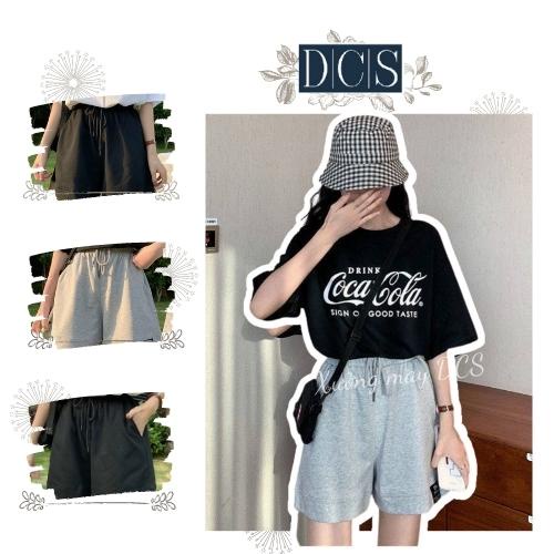 Quần Short Nữ Quần Đùi Unisex Chân Cua Dáng Hàn Logo Cạp Chun Dây Rút 02 Màu Xưởng May DCS