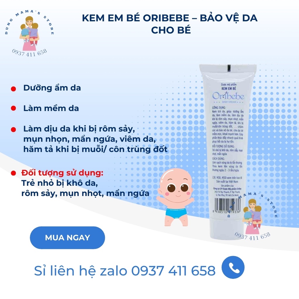 Kem bôi da em bé Oribebe - Chống rôm sẩy, hăm tả