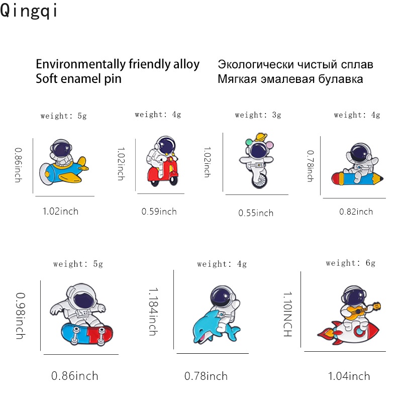 Ghim cài áo Miss Zoe hình phi hành gia hoạt hình đáng yêu