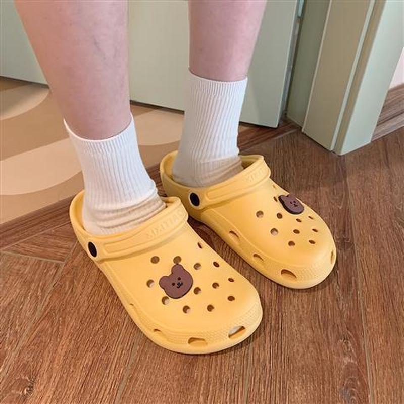 Oeggeo Giày Đục Lỗ Đế Bằng Hình Gấu Hoạt Hình Ngày Mưa Và Ngày Nắng Cho Nam Và Nữ