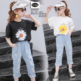 Áo thun hoa cúc cho bé iu