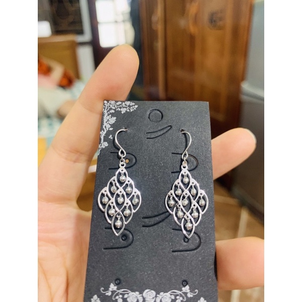 Khuyên tai móc nhiều vòng tròn phối bi, rô vảy cá phối bi bạc phủ vàng trắng siêu sáng đẹp