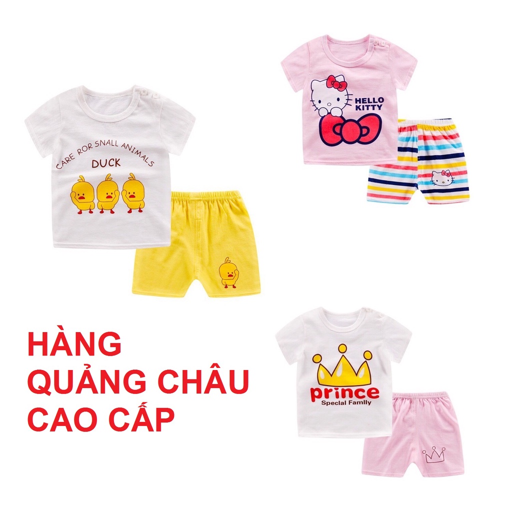 CHỌN MẪU Bộ quần áo trẻ em cộc tay chui đầu cài vai, đồ bộ bé gái bé trai mùa hè cotton mềm mát hàng Quảng Châu cao cấp
