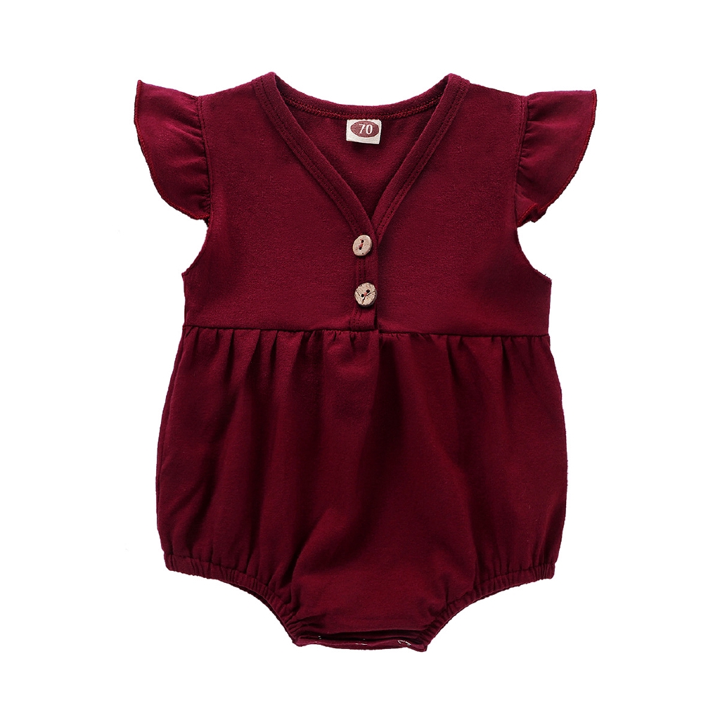 Áo liền quần cotton mềm mại màu trơn thời trang cho bé sơ sinh 0-24 tháng tuổi