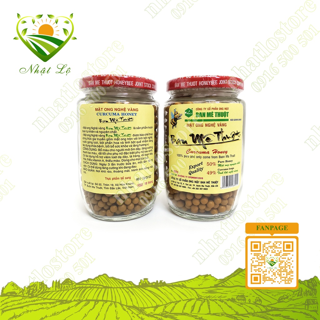 Viên nghệ mật ong vàng Ban Mê Thuột 250g, 100% từ thiên nhiên hỗ trợ tiêu hóa, tăng sức đề kháng Nhật Lộ