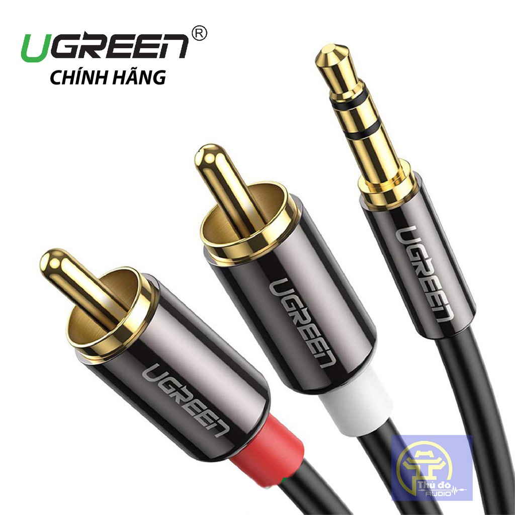 Cáp Audio 3.5mm ra 2 Đầu RCA Hoa Sen UGREEN AV116 cao cấp chiều dài từ 0.5M đến 8M