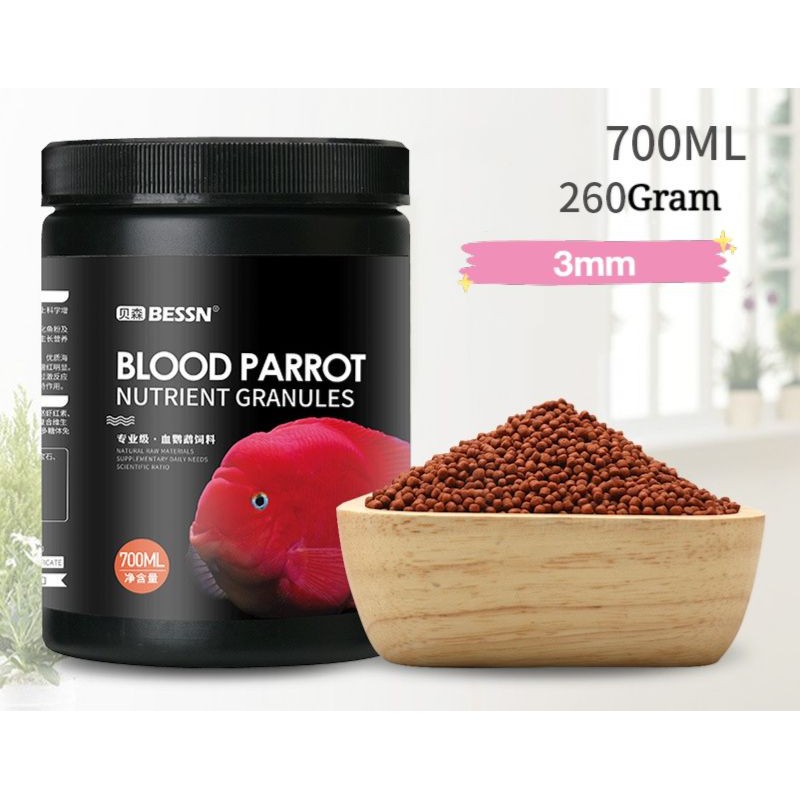 CÁM VIÊN CHO CÁ HỒNG KÉT BLOOD PARROT NUTRIENT GRANULES BỔ SUNG DINH DƯỠNG LÊN MÀU - HỘP ĐEN CÁ KÉT