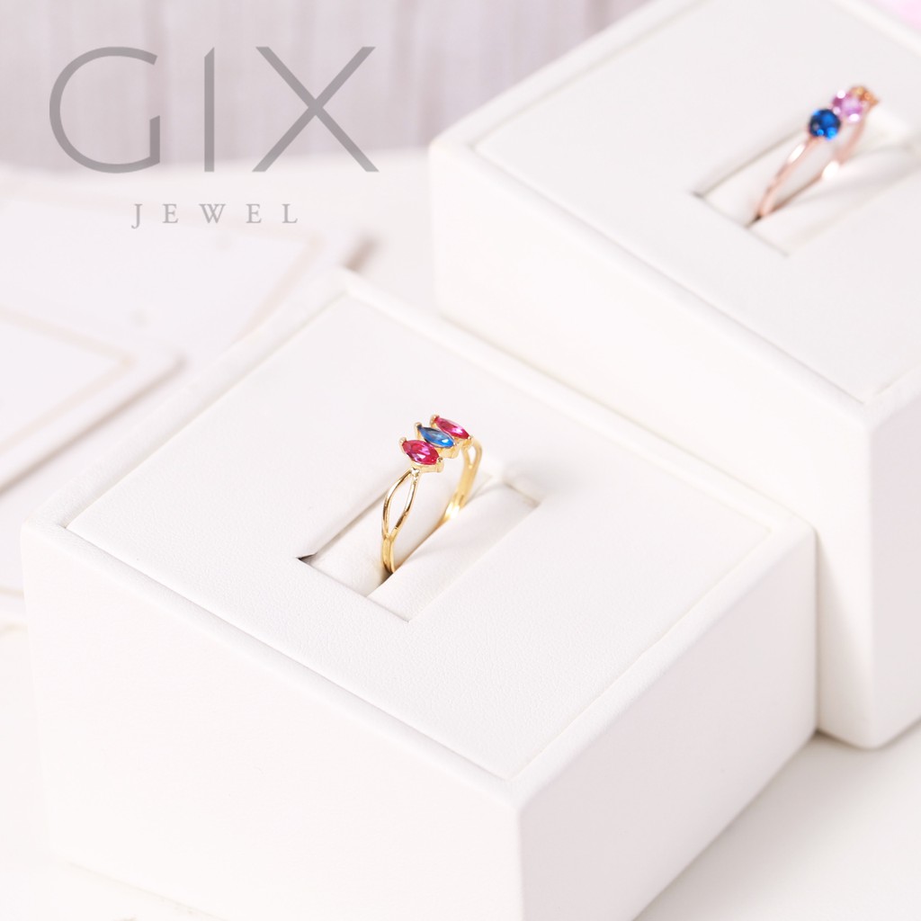 Nhẫn bạc nữ cao cấp mạ vàng ghép ba viên đá Gix Jewel SPGN18