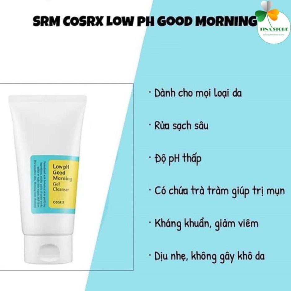 [Chính Hãng] Sữa Rửa Mặt Cosrx Low PH Good Morning Gel Cleanser Dạng Gel 150ml