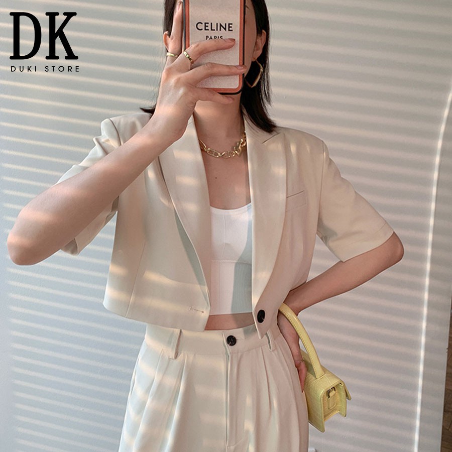 Áo khoác blazer, áo vest blazer nữ dáng lửng màu trắng đậu cực xinh - DUKI STORE | BigBuy360 - bigbuy360.vn