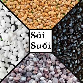 sỏi tự nhiên 4 màu trắng,đen,hồng phấn,vàng ( túi 500gram)