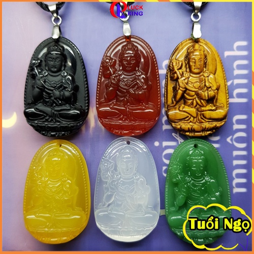 Mặt phật bản mệnh Đại Thế Chí Bồ Tát cho nam nữ Tuổi Ngọ bằng đá phong thủy Tặng kèm [Dây + Móc + Hộp] - Luck Ring