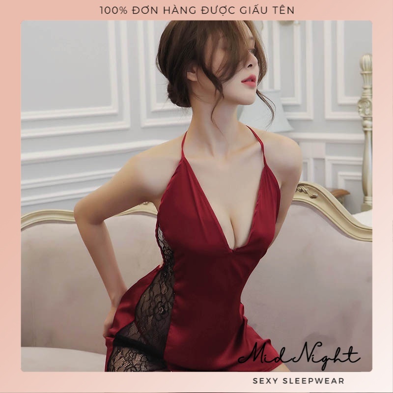 Váy Ngủ Sexy Chất Liệu Ren Dây Đeo Cổ - Đồ Lót Gợi Cảm Trong Suốt Đầy Cám Dỗ Mid Night Sexy | BigBuy360 - bigbuy360.vn