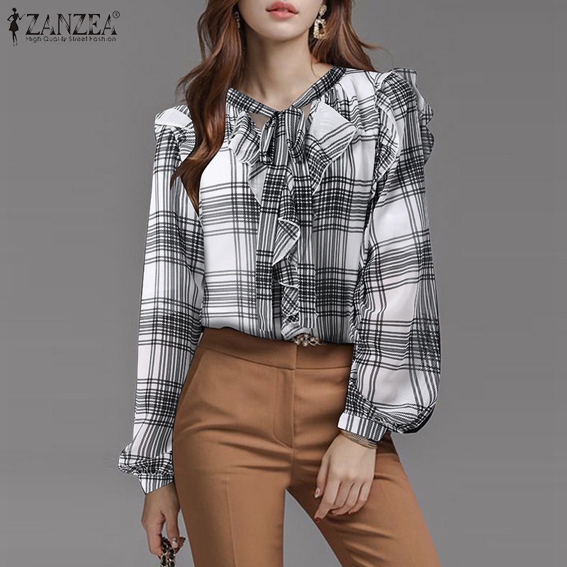Set đồ Zanzea gồm áo tay phồng kẻ sọc + áo hai dây bên trong thời trang dành cho nữ