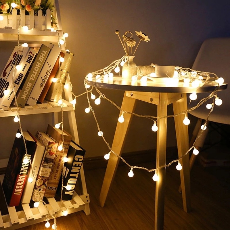 Dây Đèn Led 4 Kích Cỡ Hình Quả Bóng Nhỏ Bằng Dây Đồng Kèm Hộp Pin Trang Trí Tiệc Cưới / Giáng Sinh