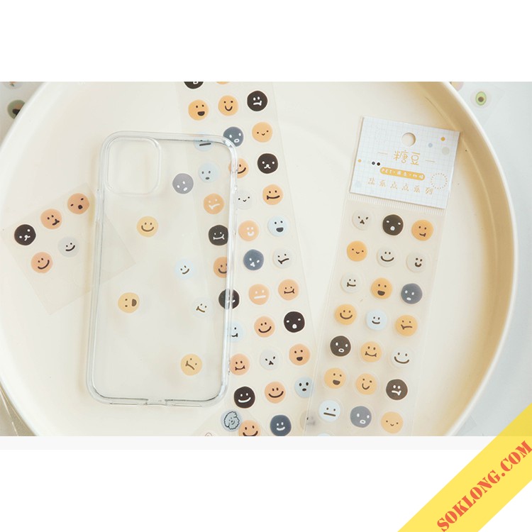 Set 57 sticker icon tròn dễ thương Sổ KLONG, miếng dán biểu cảm/ đồ ăn/ đồ tiện ích VPPKLONG