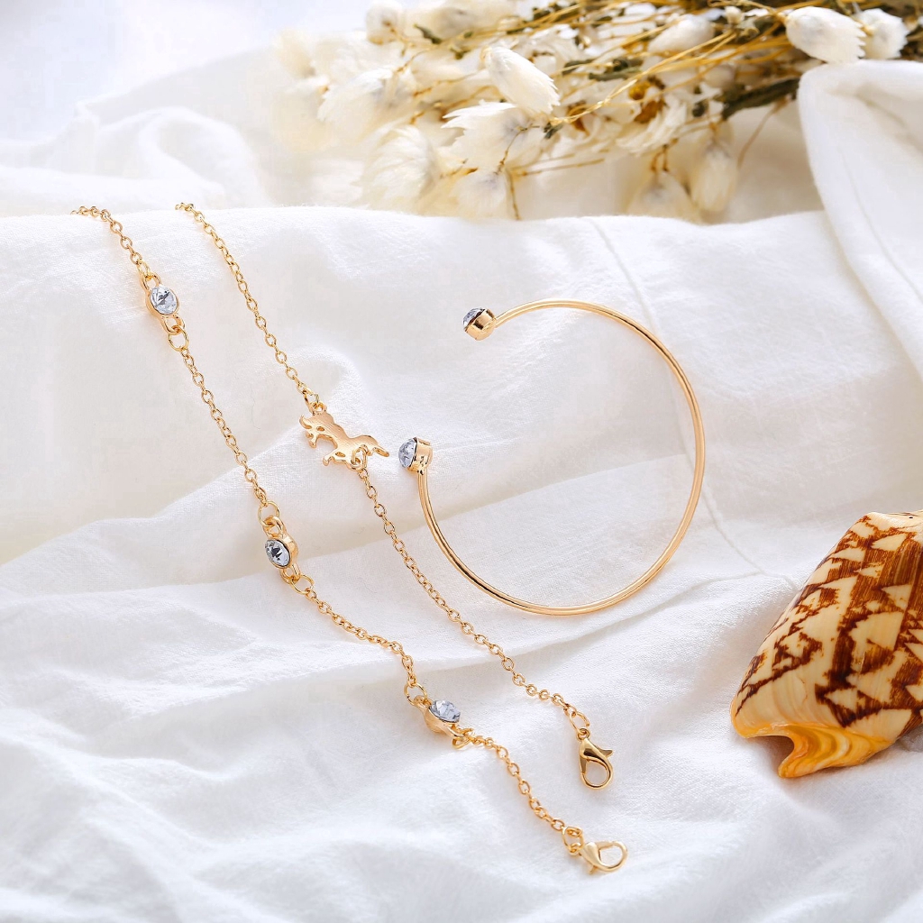 Set 3 Vòng Tay 17KM Thiết Kế Nhiều Lớp Thời Trang Thanh Lịch