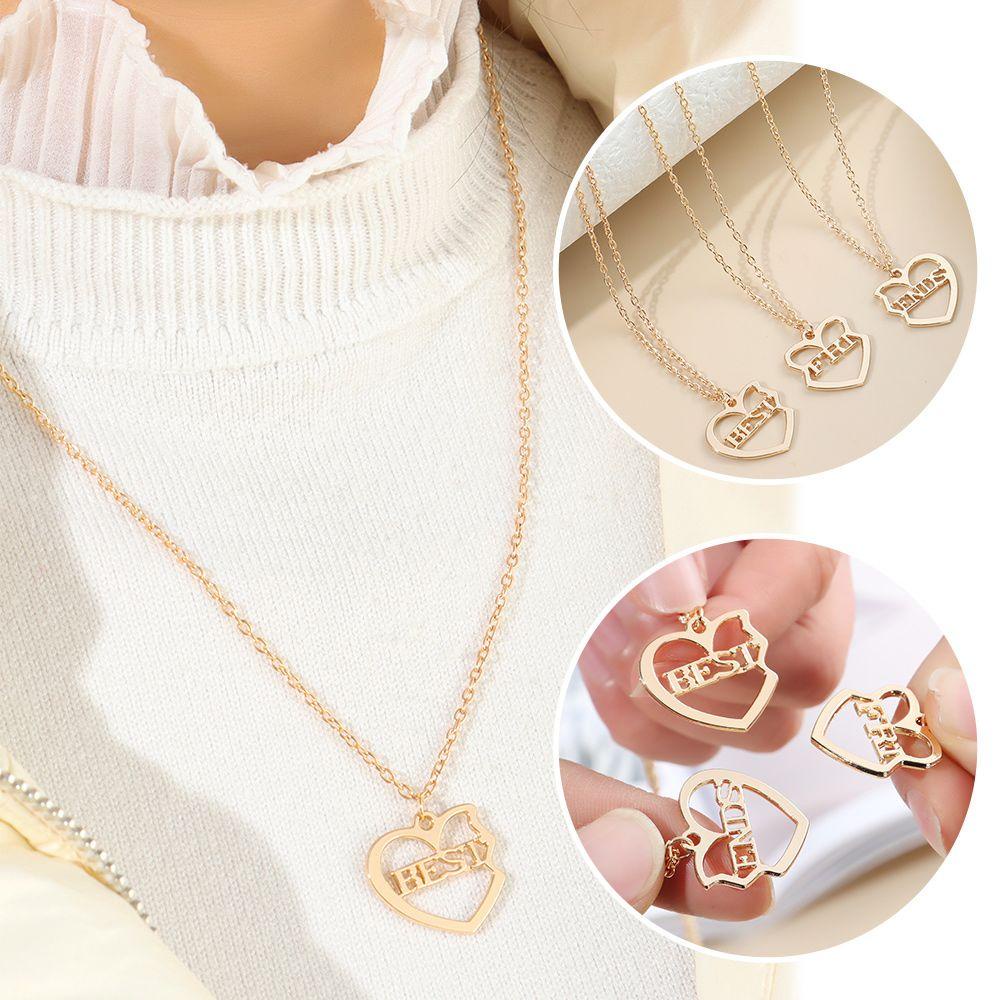 CACTU Bộ 3 Dây Chuyền Tình Bạn Mặt Trái Tim