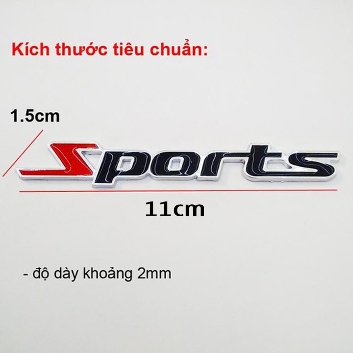 Tem chữ SPORT thể thao dán xe ô tô - Thép không gỉ