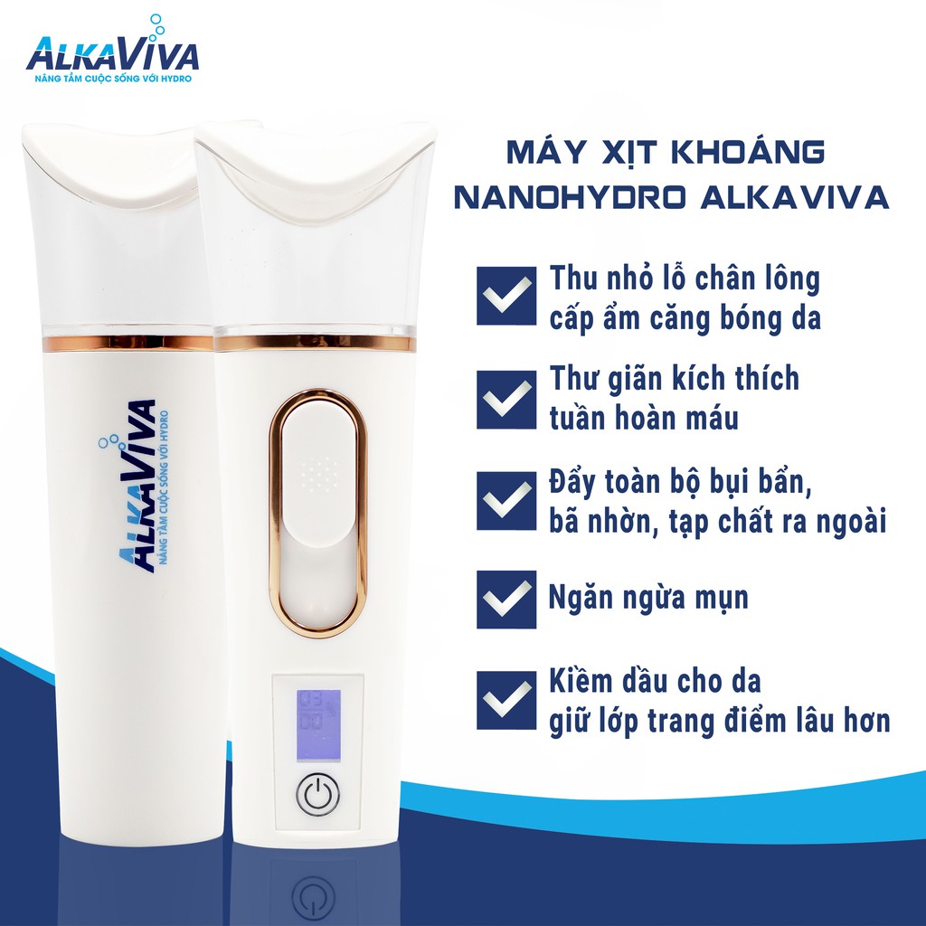 Máy xịt khoáng mini tạo độ ẩm Nano Hydro ALKAVIVA - THƯƠNG HIỆU MỸ - MXKALK