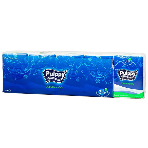 Khăn Giấy Lụa Bỏ Túi Pulppy 3 lớp (Lốc 10 gói)